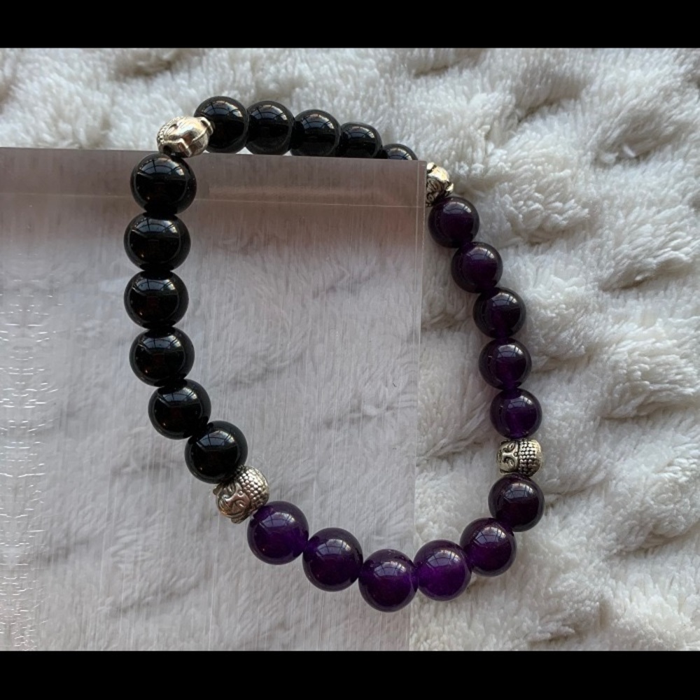 Gemstone Buddha Head Beaded Bracelet